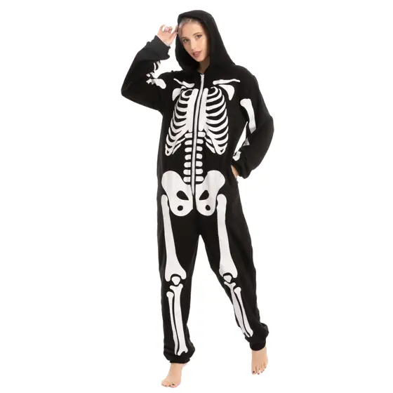 Enterizo Pijama de Esqueleto de Felpa para Adulto