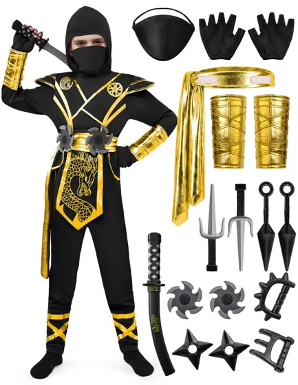 Disfraz de Ninja Dorado y Negro Infantil