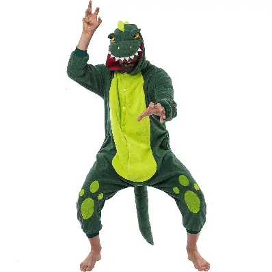 Enterizo Pijama de Dinosaurio de Felpa para Adulto