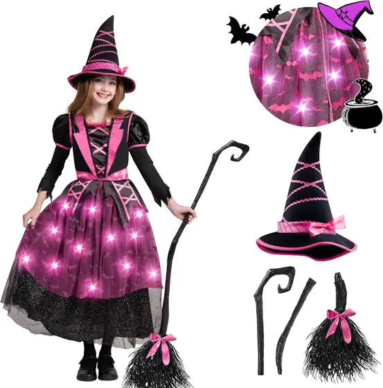 Disfraz de Bruja Rosa Infantil