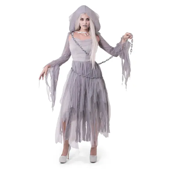 Disfraz de Fantasma con Cadena para Mujer