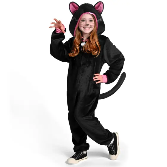 Enterizo de Gato Negro con Capucha Infantil