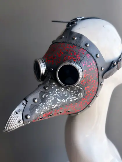 Máscara de la Peste Steampunk Gris Filigrana