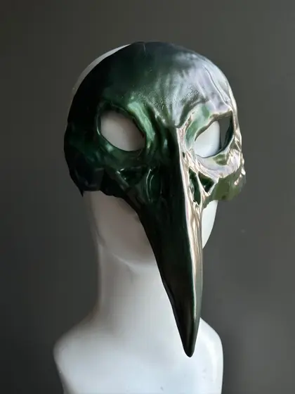 Máscara Calavera de Pájaro Verde Bosque