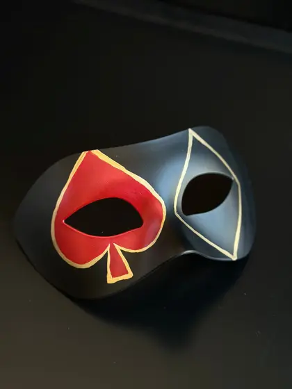 Antifaz Veneciano Casino Negro con Naipes