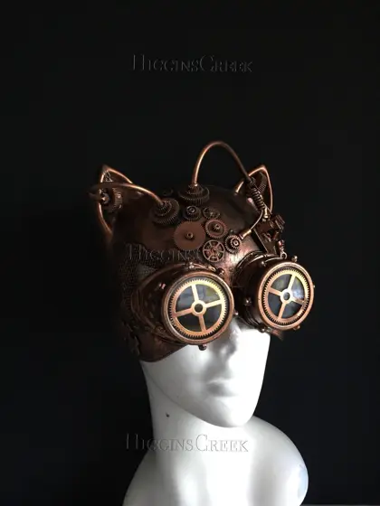 Máscara de Gato Steampunk Cobre