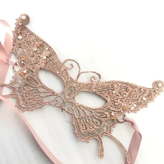 Máscara de Mariposa Oro Rosa Infantil