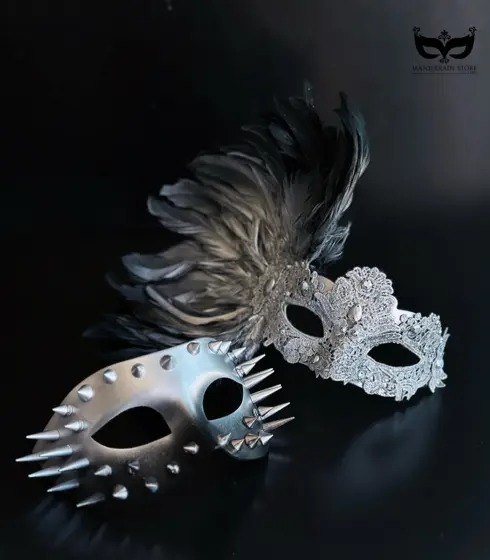 Set de Máscaras Góticas Plateadas para Pareja