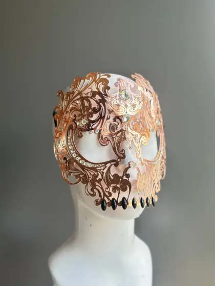 Máscara Metálica de Calavera Oro Rosa