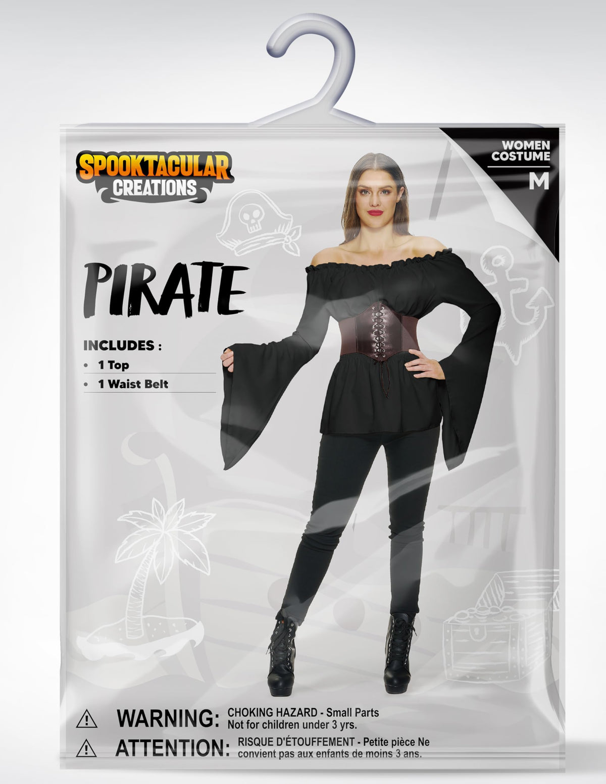 Camisa de Pirata Renacentista para Mujer Negra, foto 7 de 9