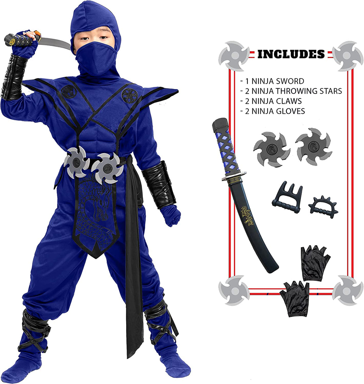 Disfraz de Ninja Dragón Azul para Niño, foto 5 de 9