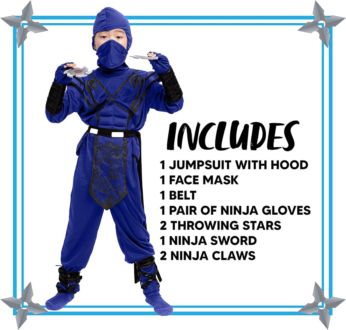 Disfraz de Ninja Dragón Azul para Niño, foto 8 de 9