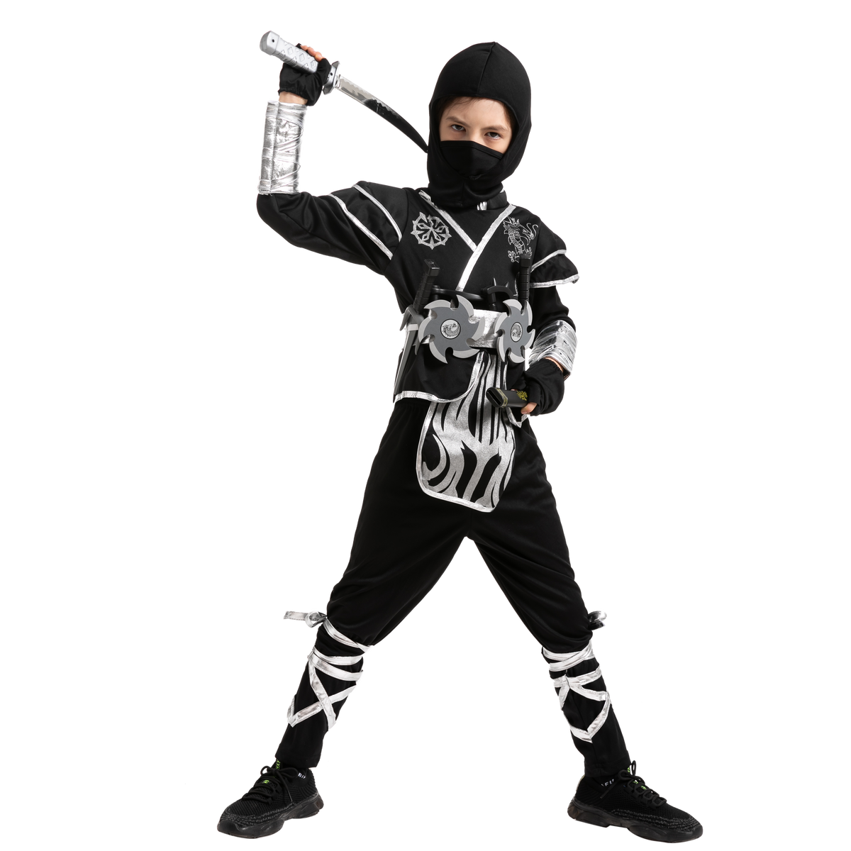 Disfraz de Ninja Dragón Plateado Infantil, foto 1 de 9