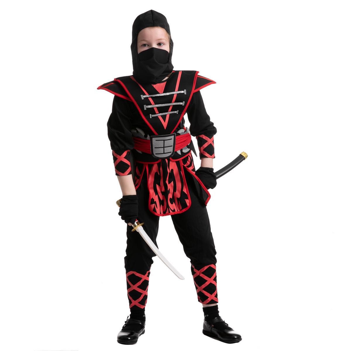 Disfraz de Ninja Samurái Rojo para Niña, foto 4 de 9
