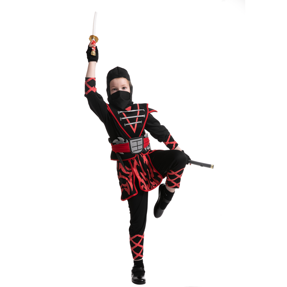 Disfraz de Ninja Samurái Rojo para Niña, foto 6 de 9