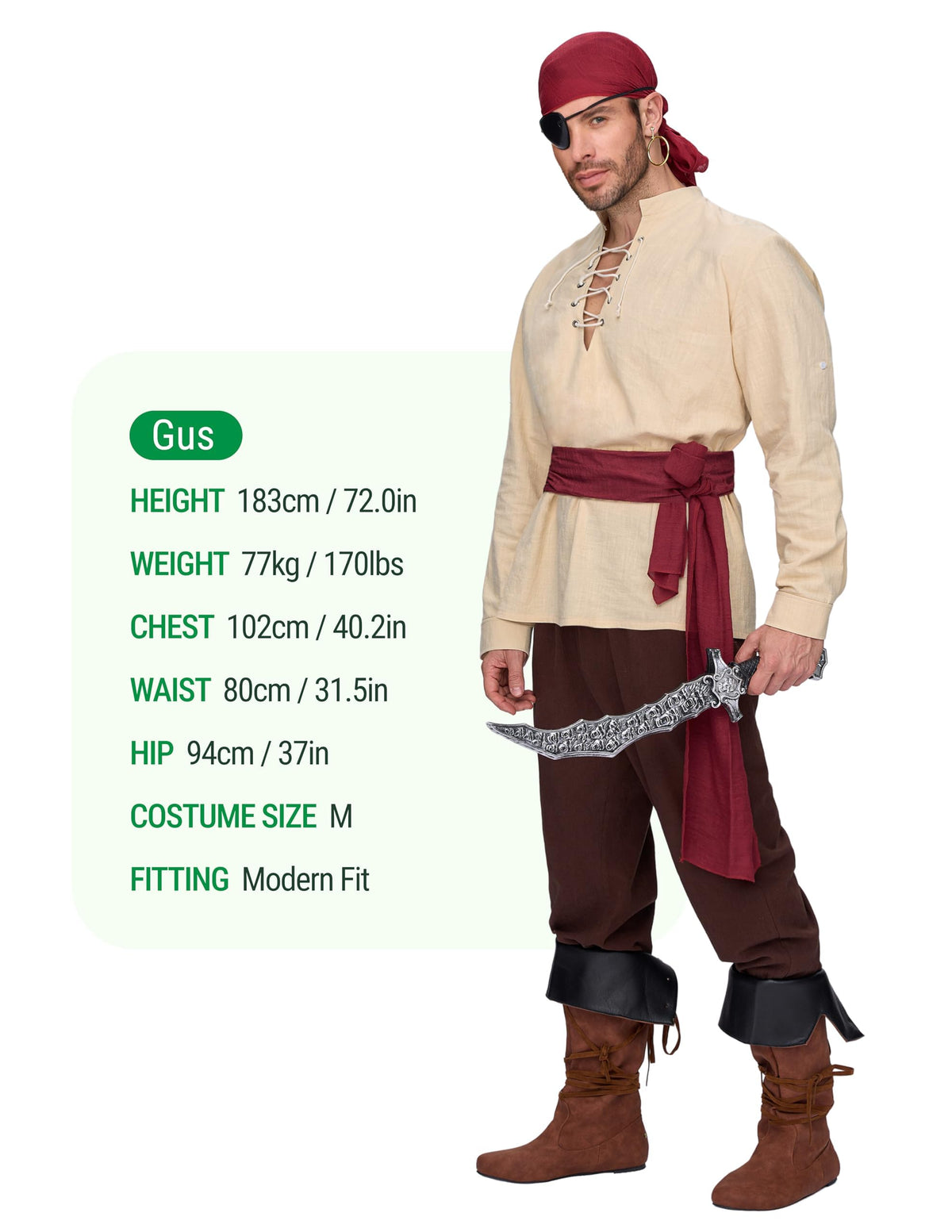 Disfraz de Pirata Vikingo Medieval para Adulto, foto 4 de 8