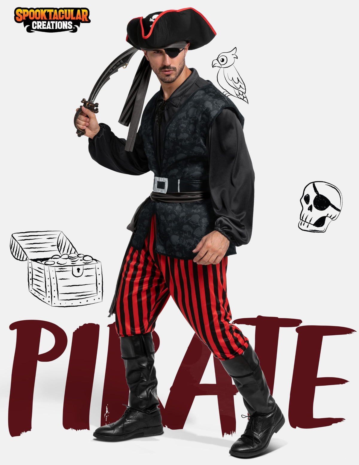Disfraz de Pirata Oscuro para Hombre Negro, foto 2 de 8