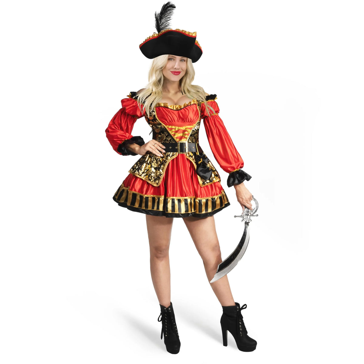 Disfraz Vestido de Pirata Española Rojo para Mujer, foto 1 de 8
