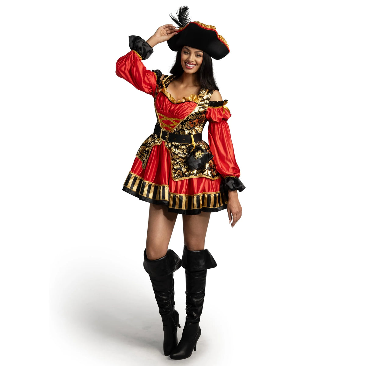 Disfraz Vestido de Pirata Española Rojo para Mujer, foto 3 de 8