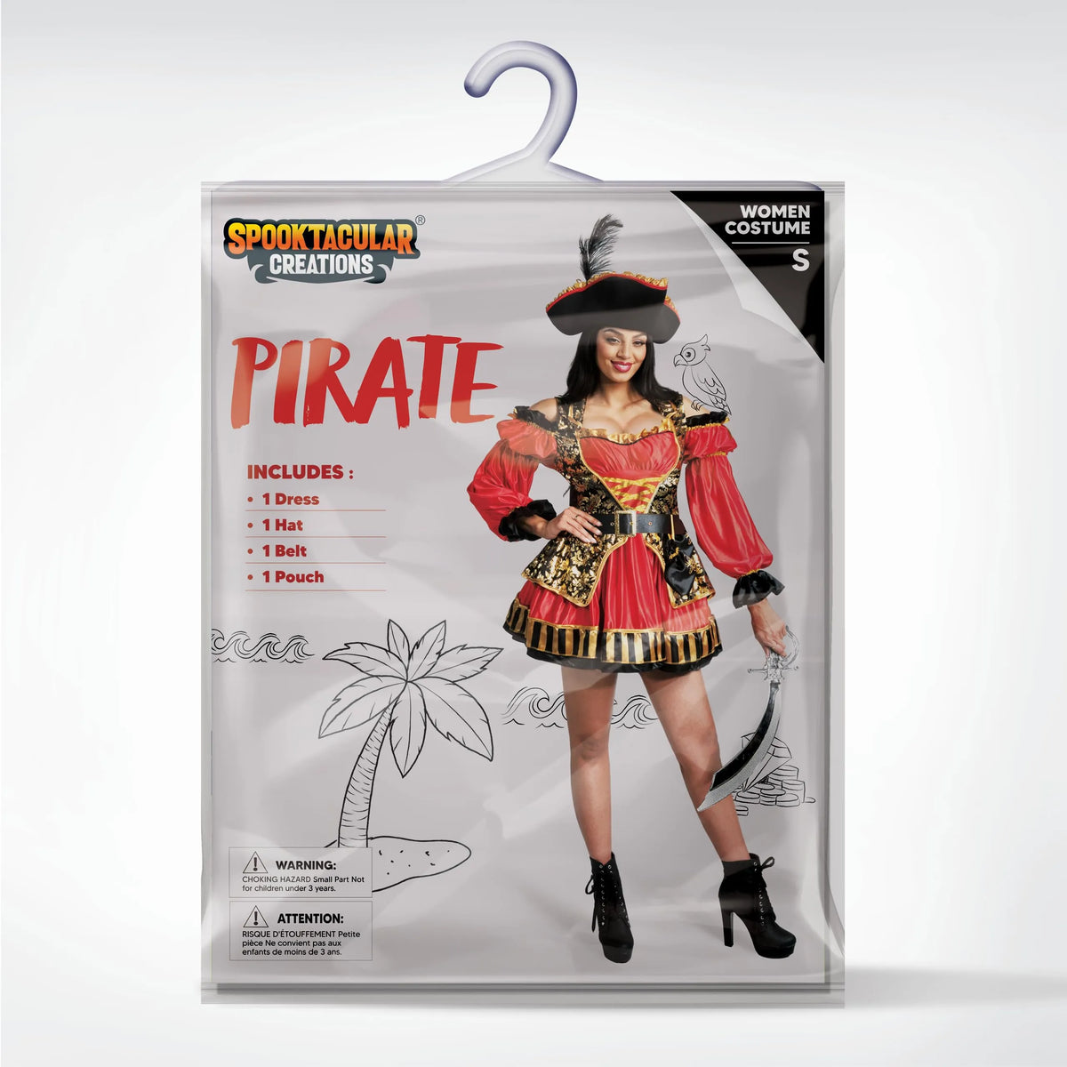 Disfraz Vestido de Pirata Española Rojo para Mujer, foto 7 de 8