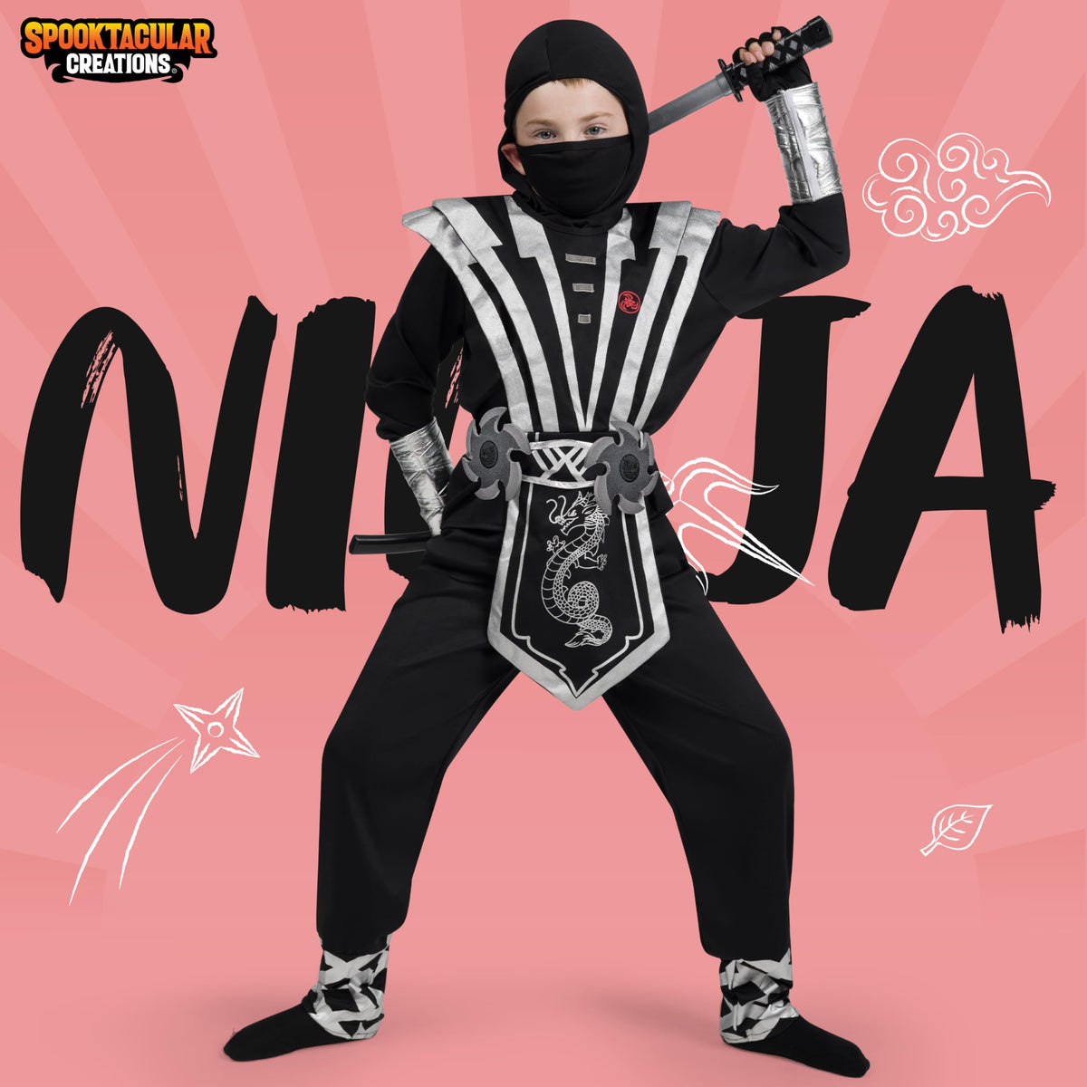 Set Disfraz de Ninja Plateado Infantil, foto 2 de 8
