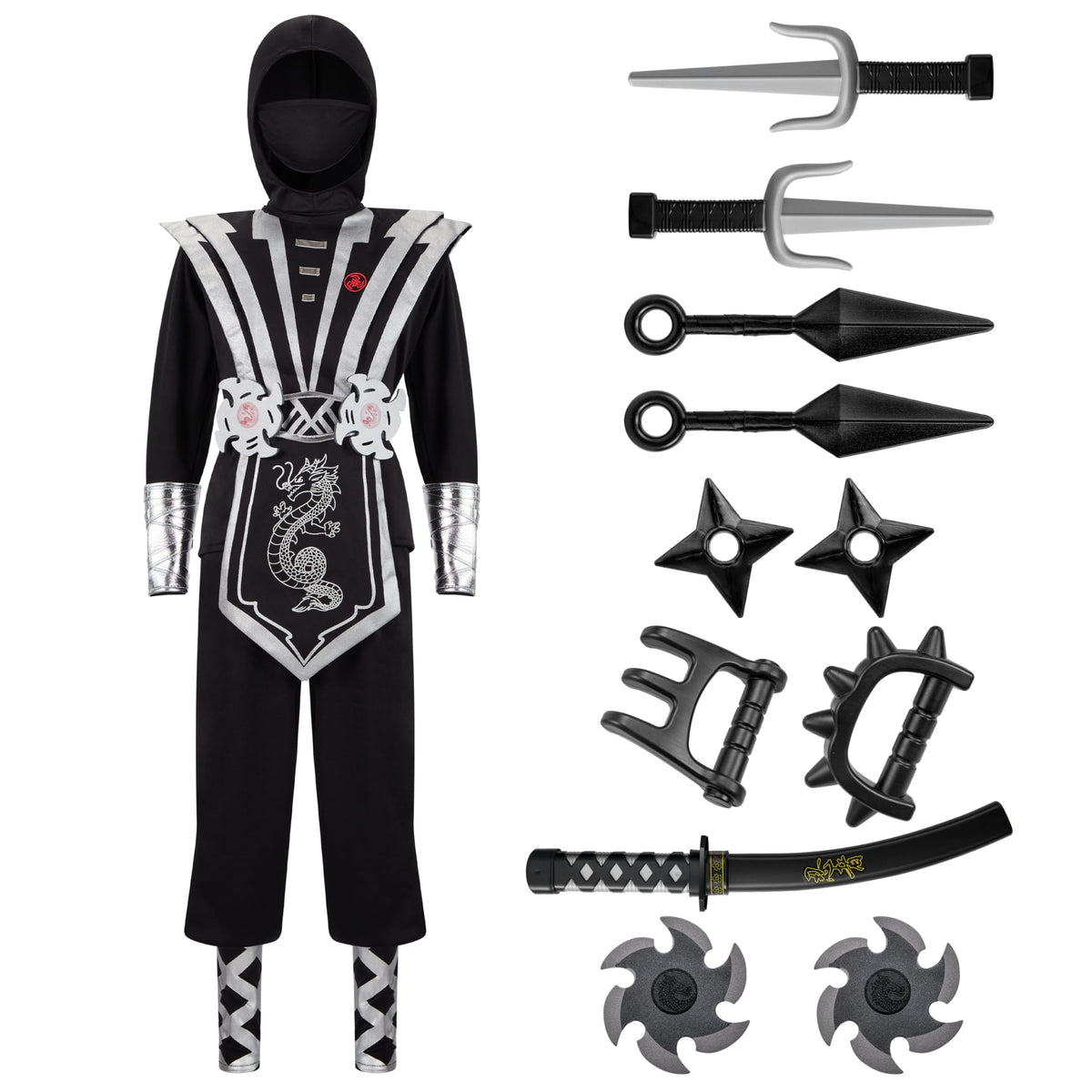 Set Disfraz de Ninja Plateado Infantil, foto 3 de 8