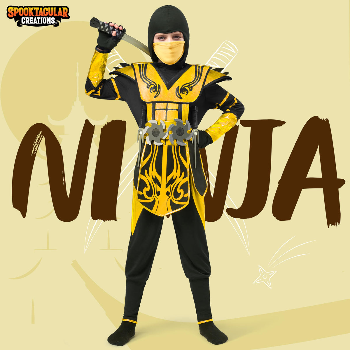 Disfraz de Ninja Dorado Infantil, foto 2 de 8