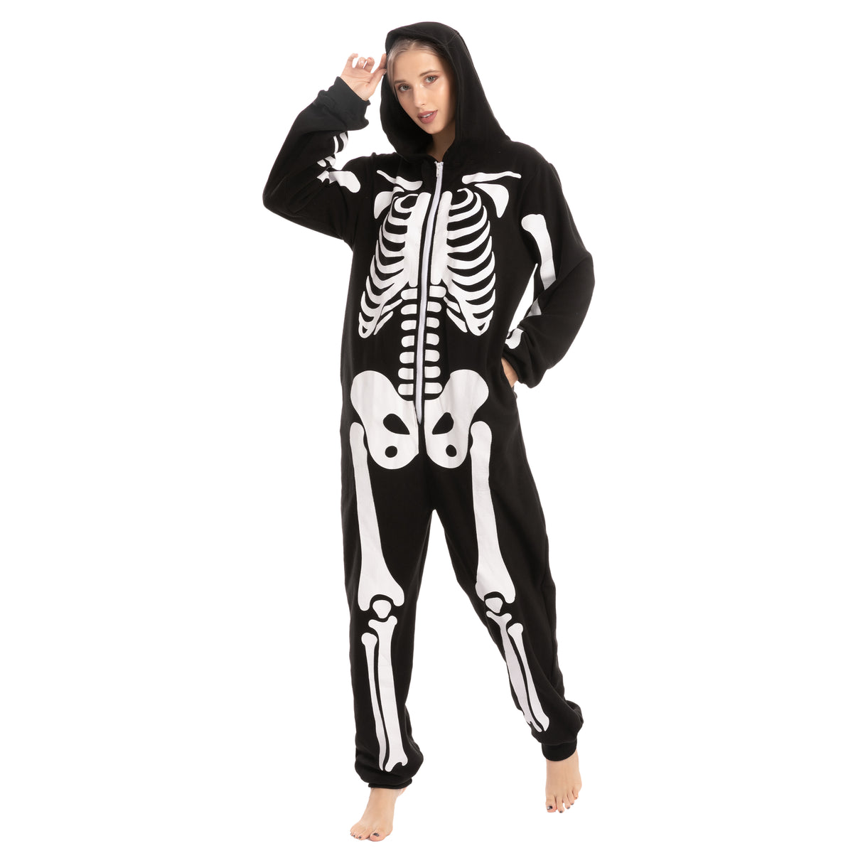 Enterizo Pijama de Esqueleto de Felpa para Adulto, foto 1 de 8