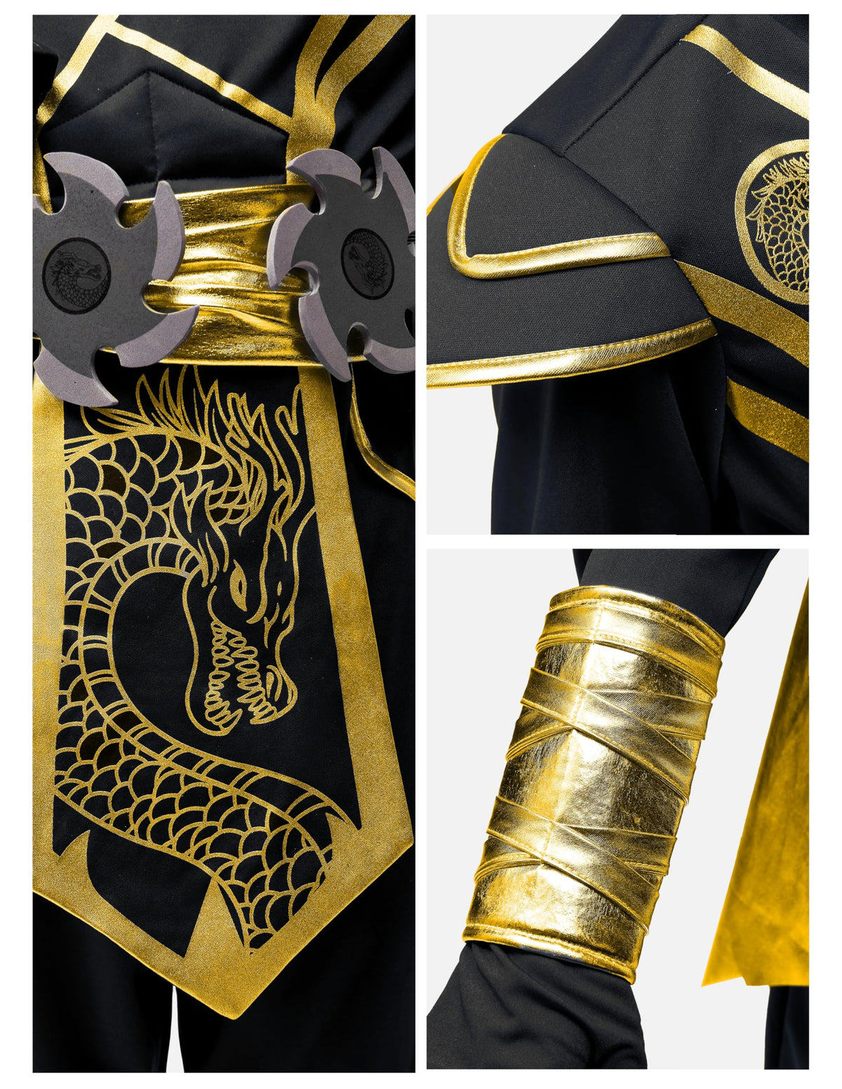 Disfraz de Ninja Dorado y Negro Infantil, foto 5 de 7