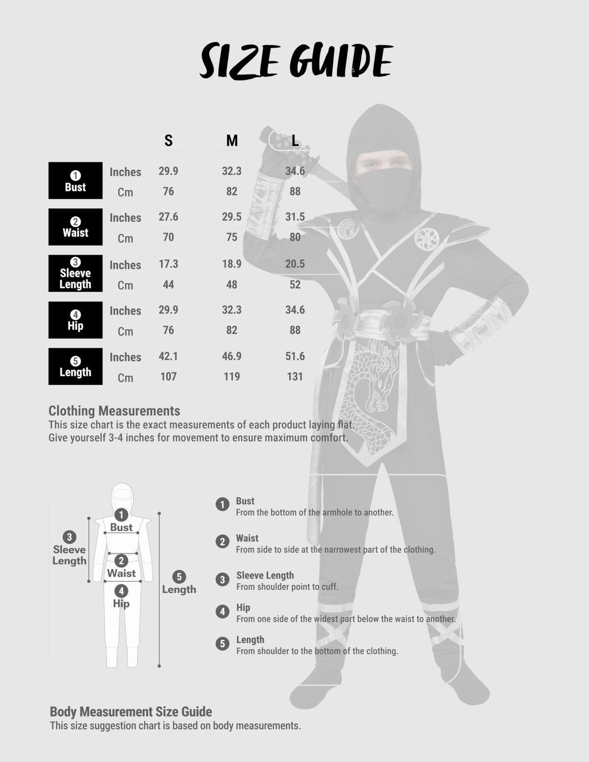 Disfraz de Ninja Plateado y Negro Infantil, foto 4 de 7