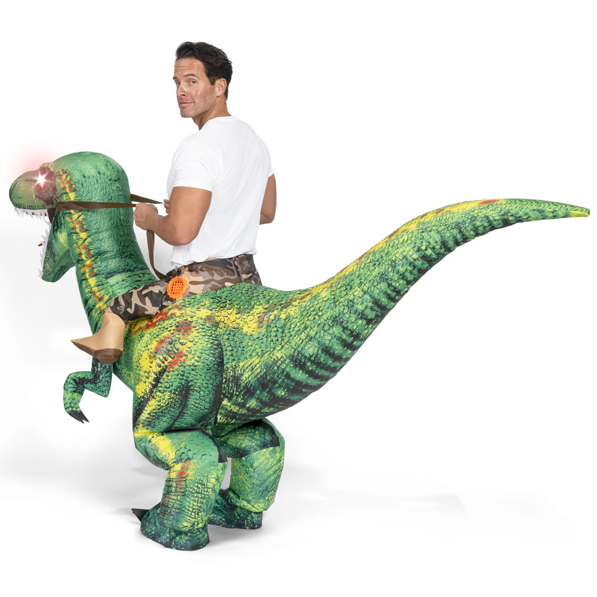 Disfraz Inflable Montando Raptor Verde para Adulto, foto 7 de 7