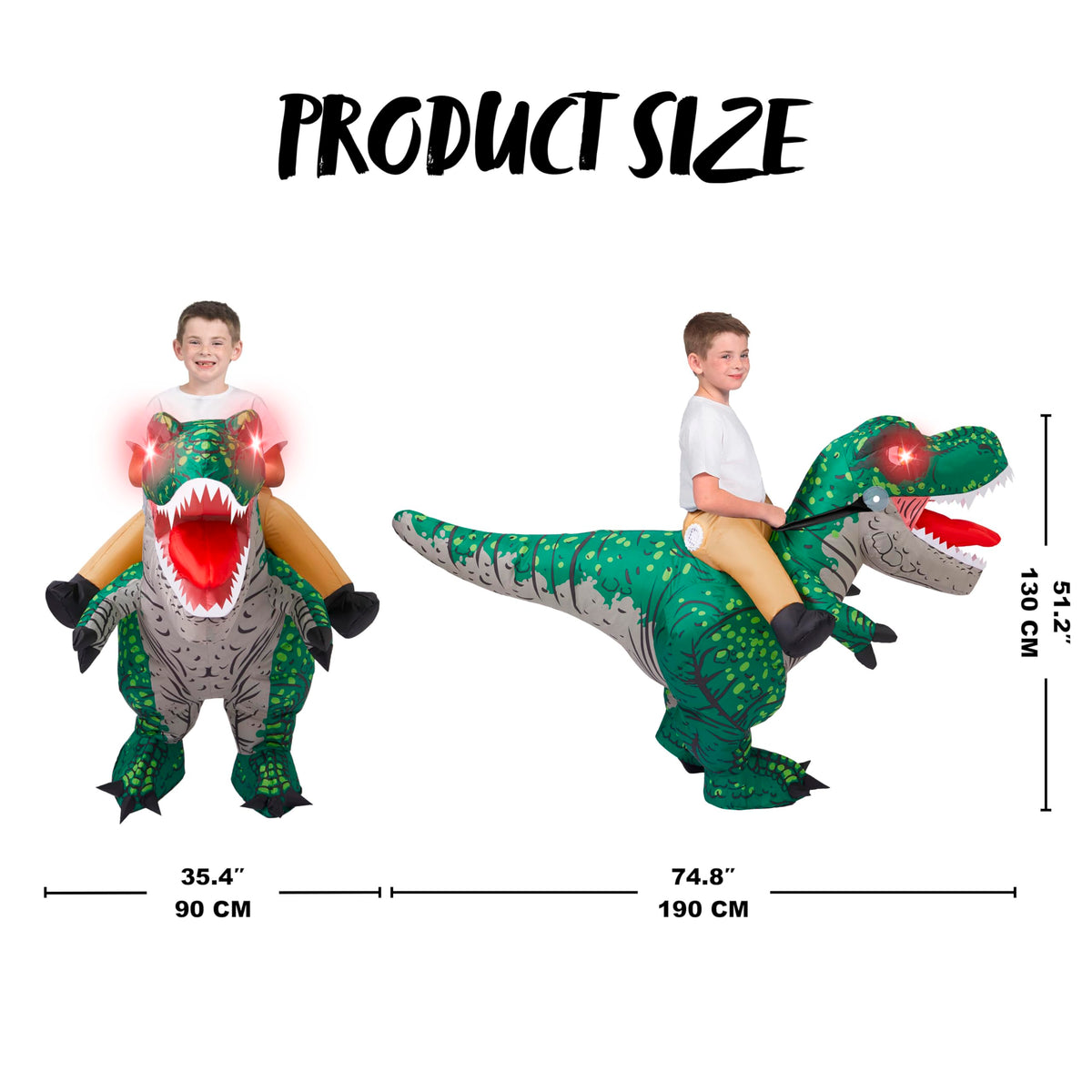 Disfraz Inflable Montando T-Rex con Ojos LED Infantil, foto 5 de 7