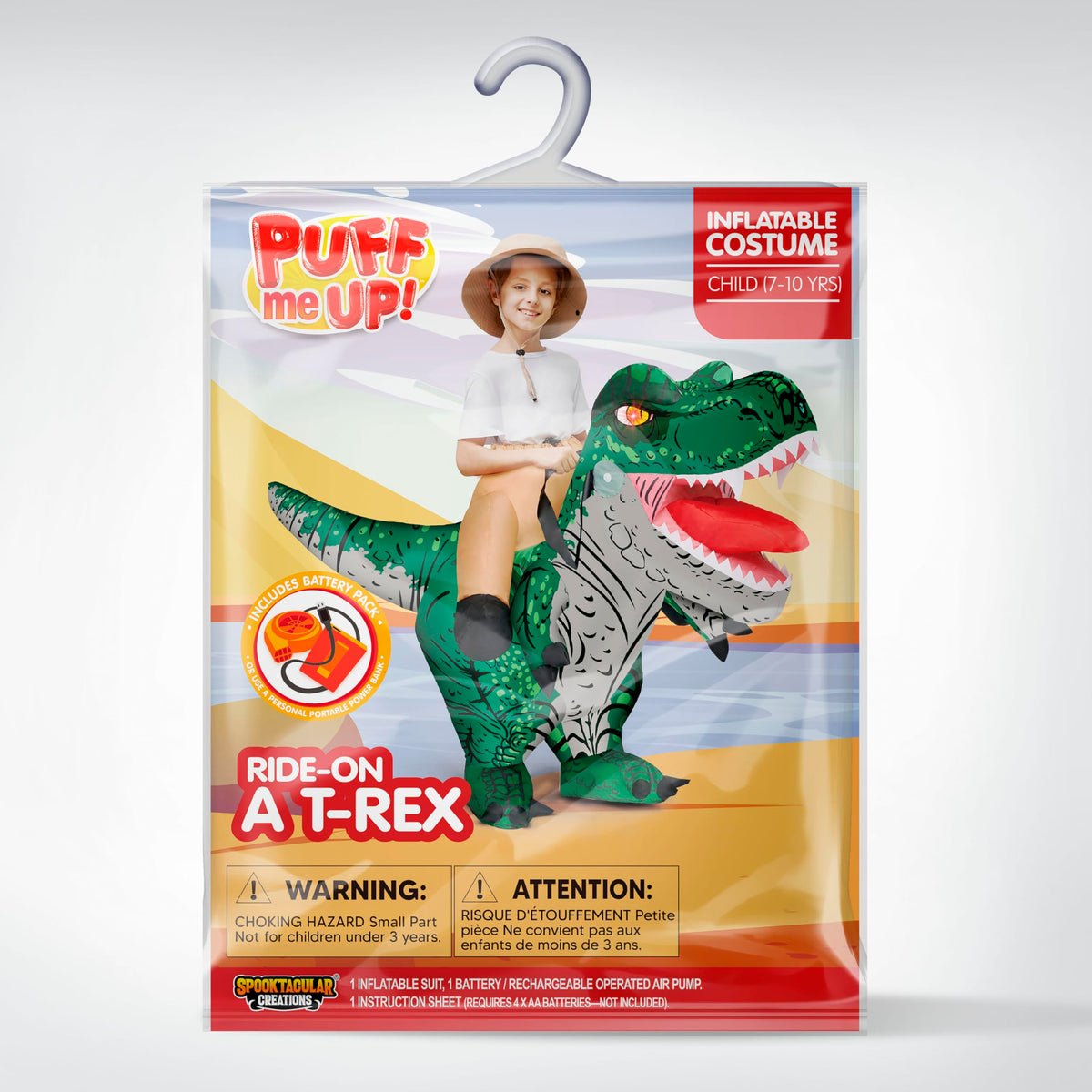 Disfraz Inflable Montando T-Rex con Ojos LED Infantil, foto 6 de 7
