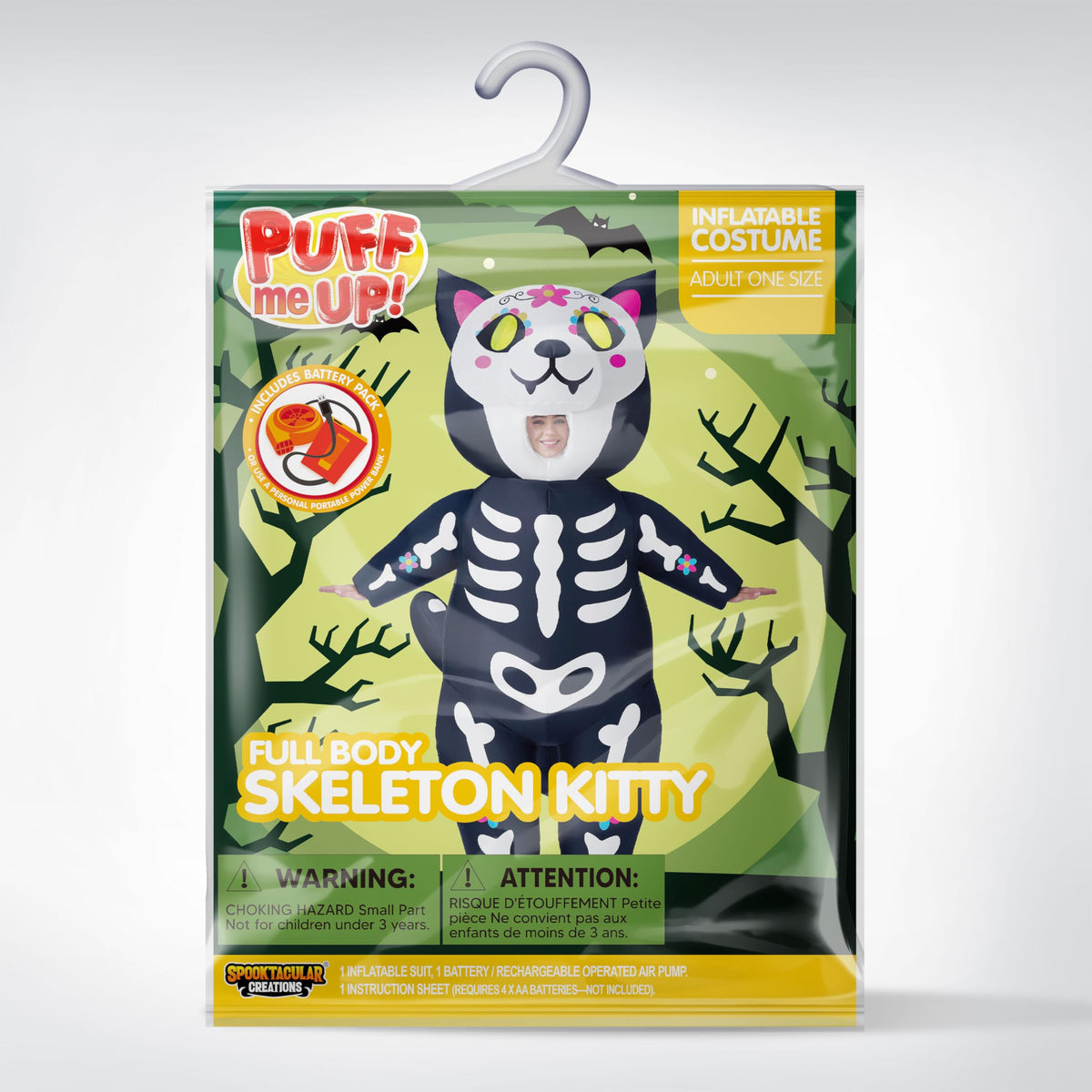 Disfraz Inflable de Gato Esqueleto con Ojos LED para Adulto, foto 6 de 7