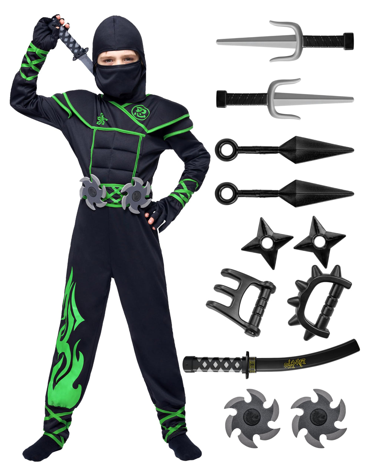 Disfraz de Ninja Verde Infantil, foto 1 de 7