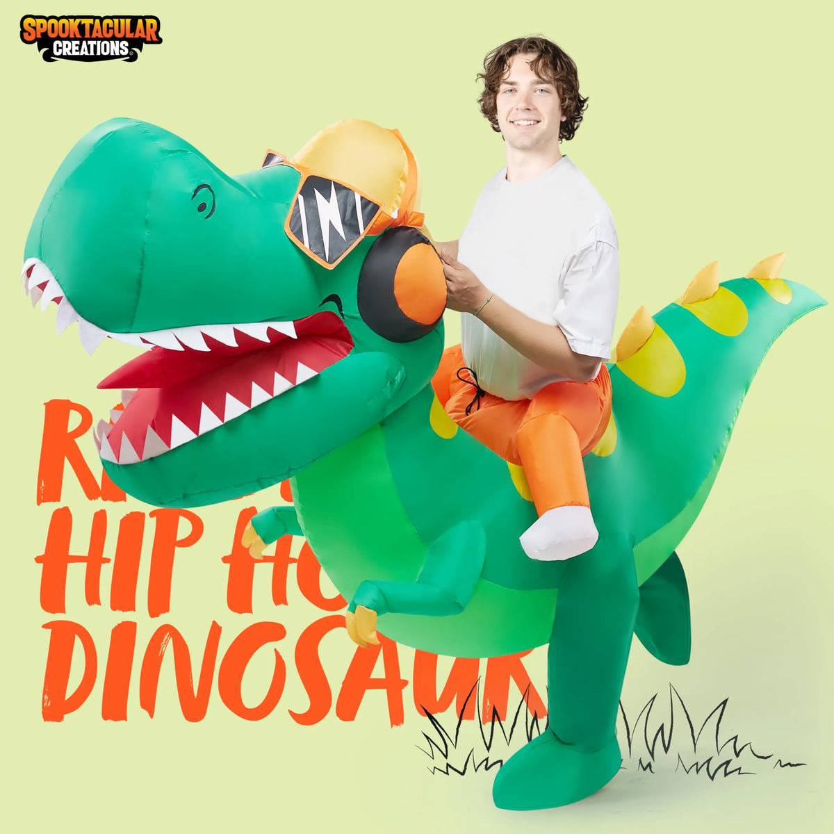 Disfraz Inflable Montando T-Rex Hip-Hop, foto 2 de 7