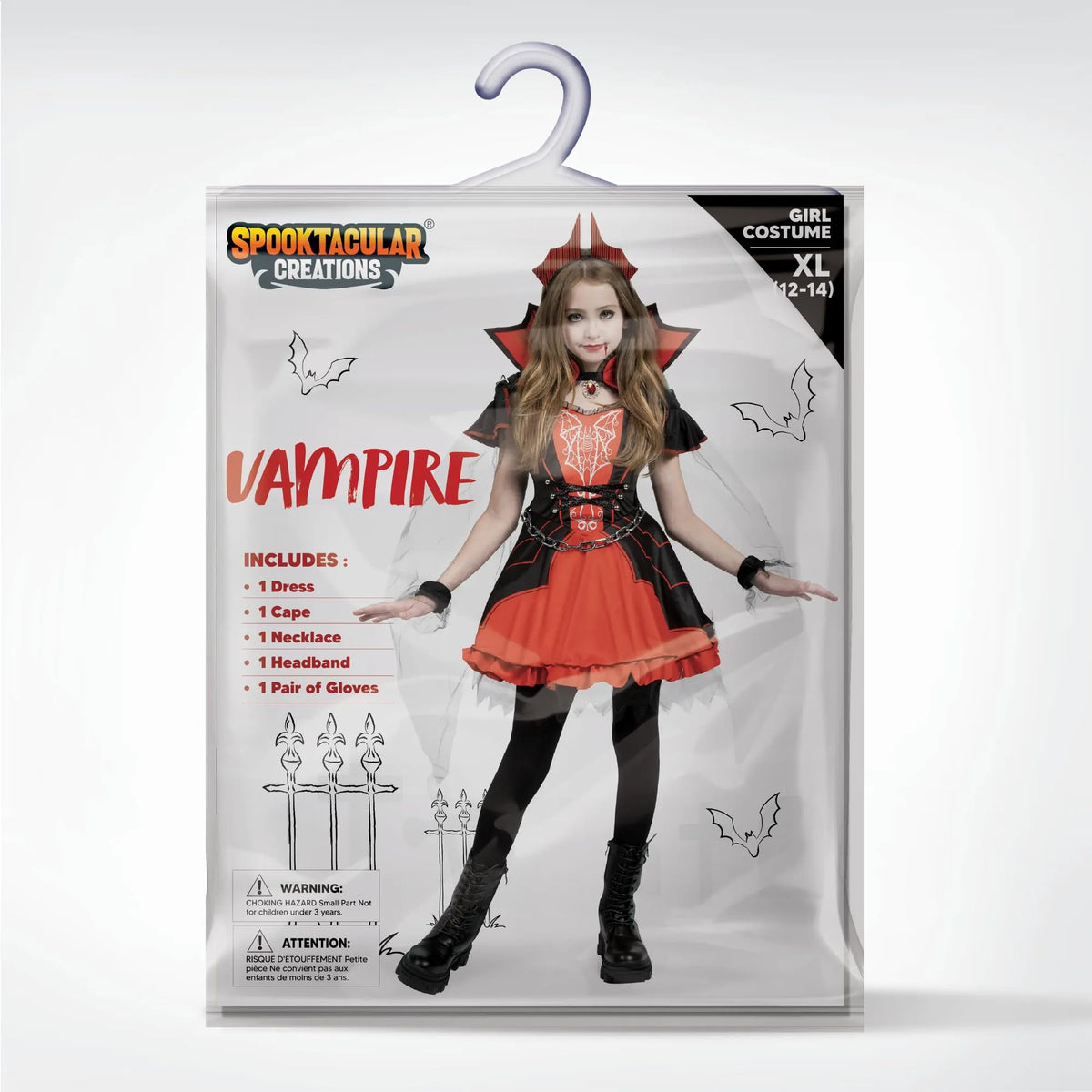 Disfraz de Vampiresa Rojo Oscuro para Niña, foto 6 de 7