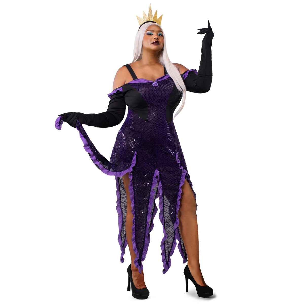 Set Disfraz de Bruja del Mar Negro y Morado para Mujer, foto 1 de 7