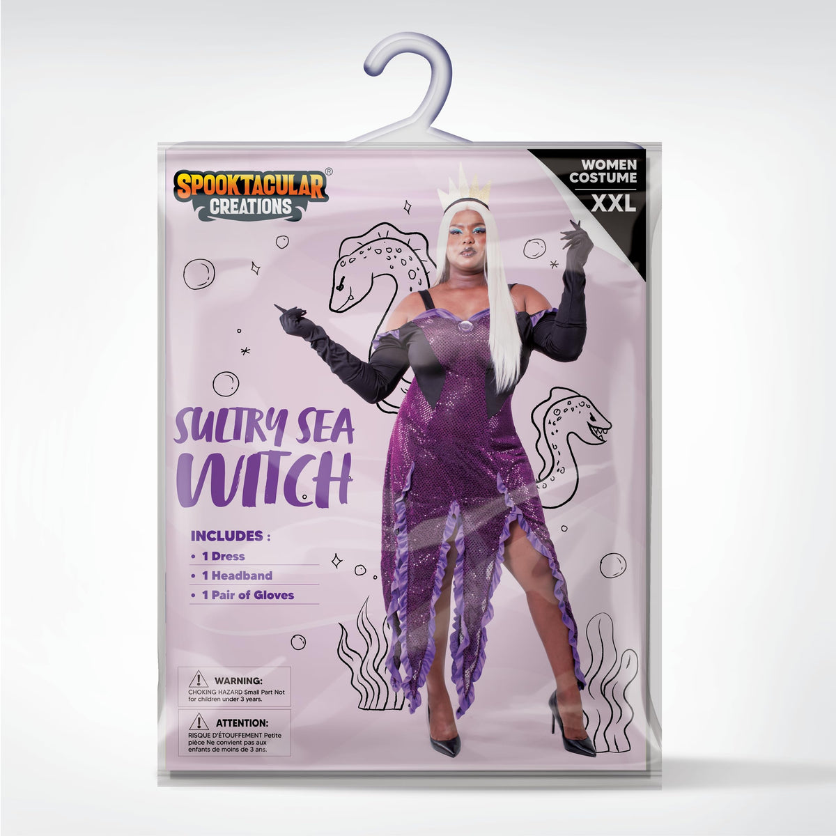 Set Disfraz de Bruja del Mar Negro y Morado para Mujer, foto 6 de 7