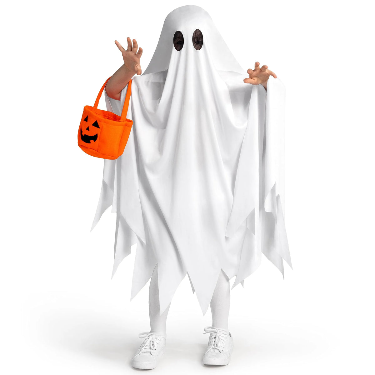 Disfraz de Fantasma Blanco con Bolsa de Calabaza, foto 1 de 7