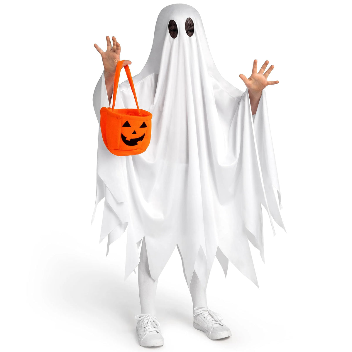 Disfraz de Fantasma Blanco con Bolsa de Calabaza, foto 4 de 7