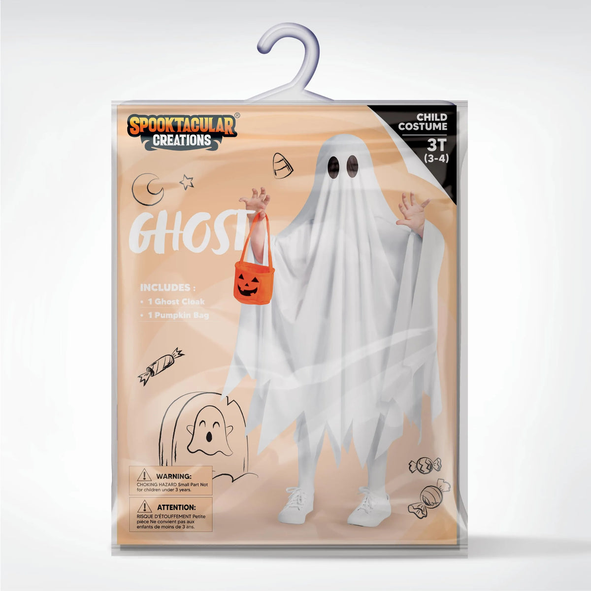 Disfraz de Fantasma Blanco con Bolsa de Calabaza, foto 7 de 7