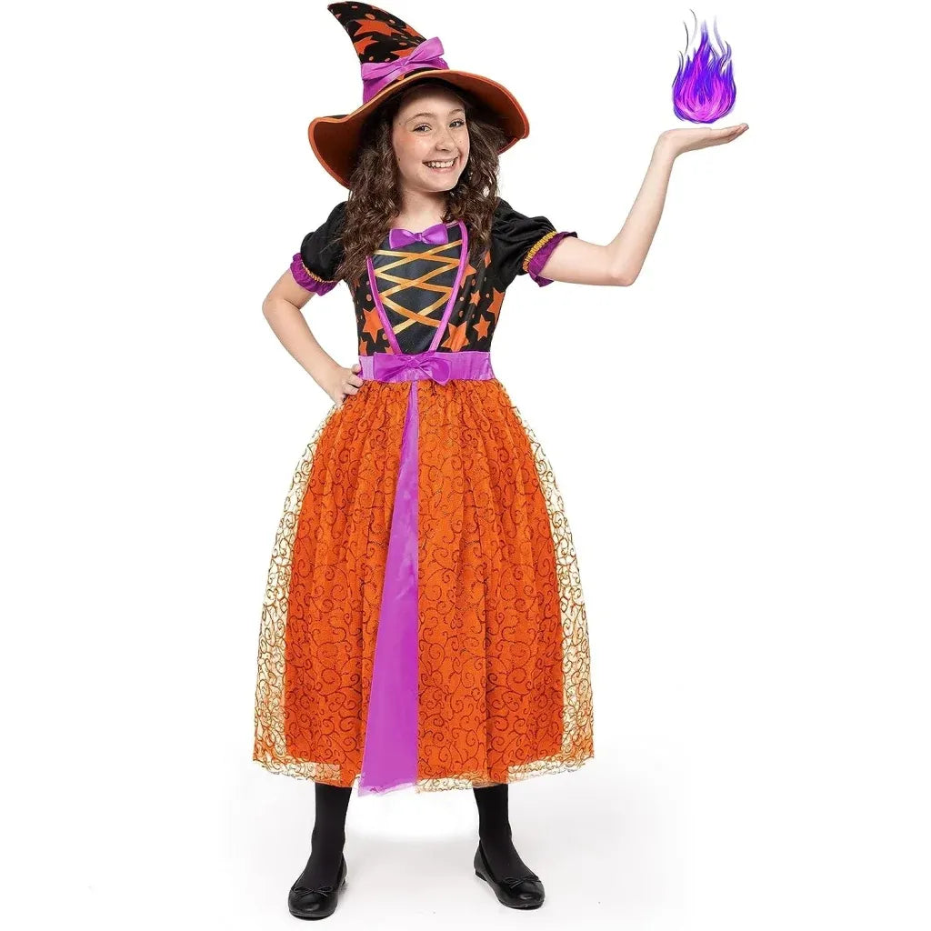Disfraz de Bruja Naranja con Luces para Niña, foto 4 de 7