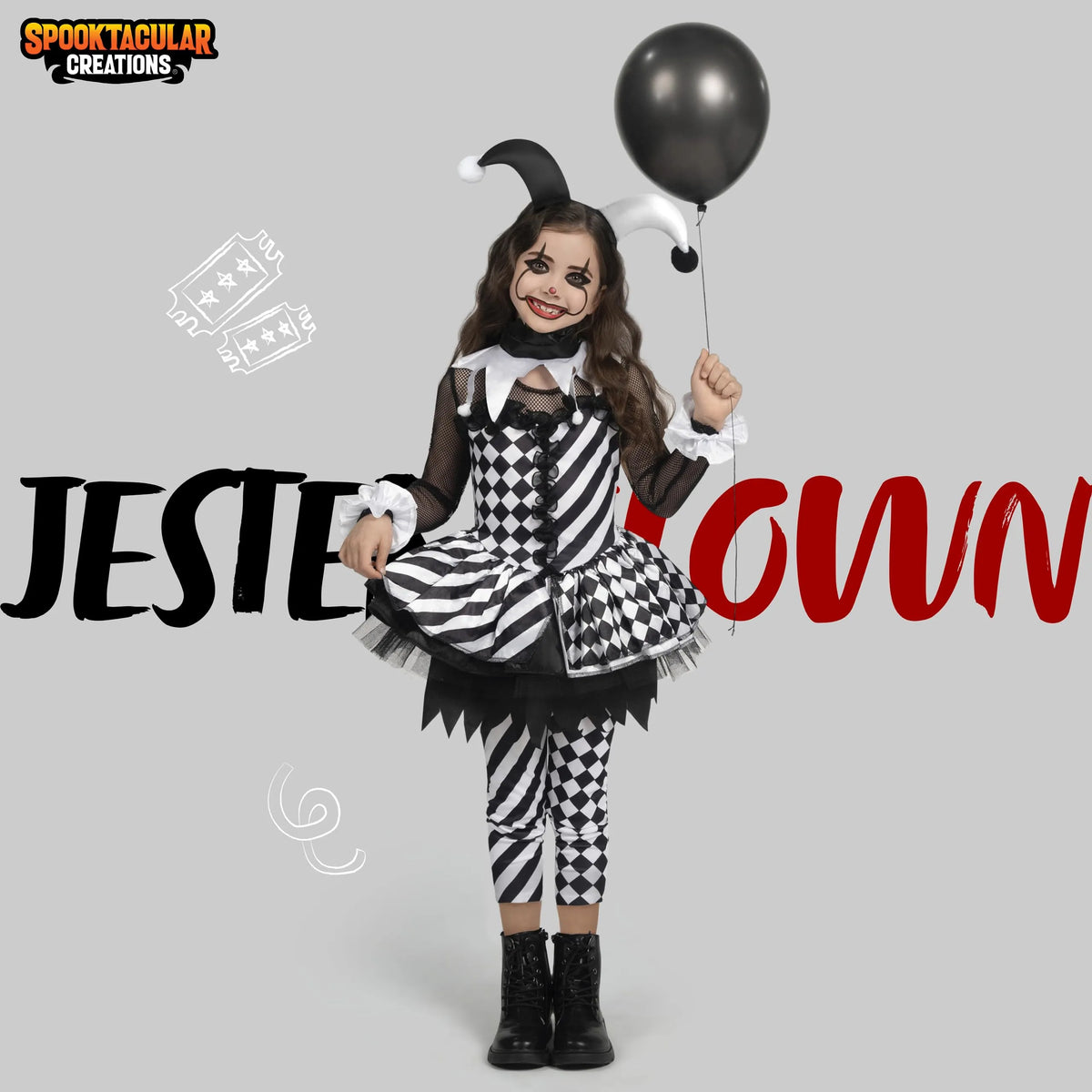 Disfraz Vestido de Payasa Malvada para Niña, foto 2 de 7