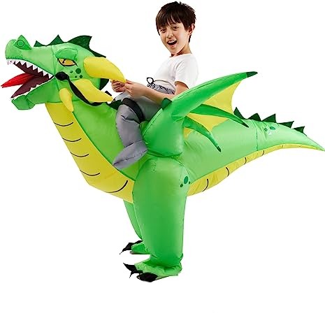 Disfraz Inflable Montando Dragón Verde Infantil, foto 3 de 7