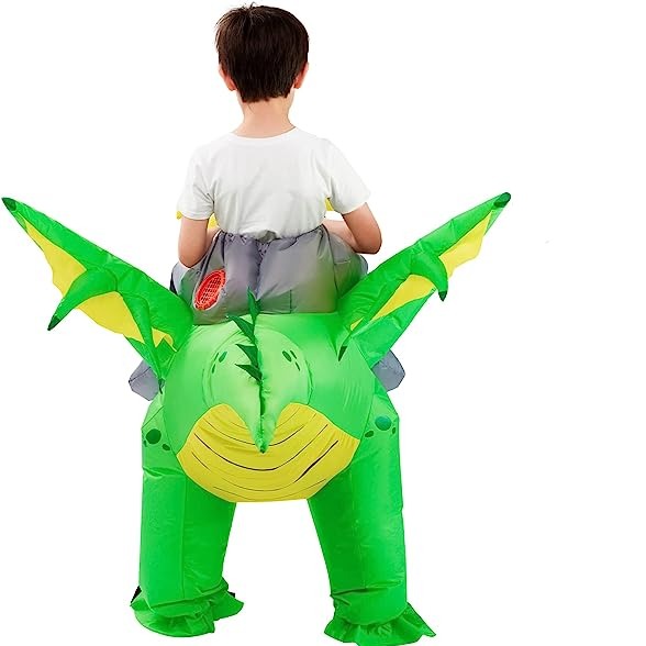 Disfraz Inflable Montando Dragón Verde Infantil, foto 6 de 7