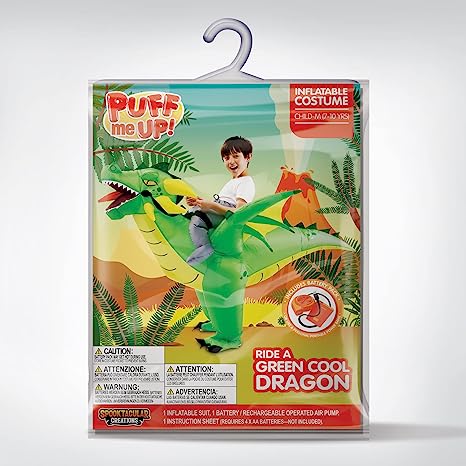 Disfraz Inflable Montando Dragón Verde Infantil, foto 7 de 7
