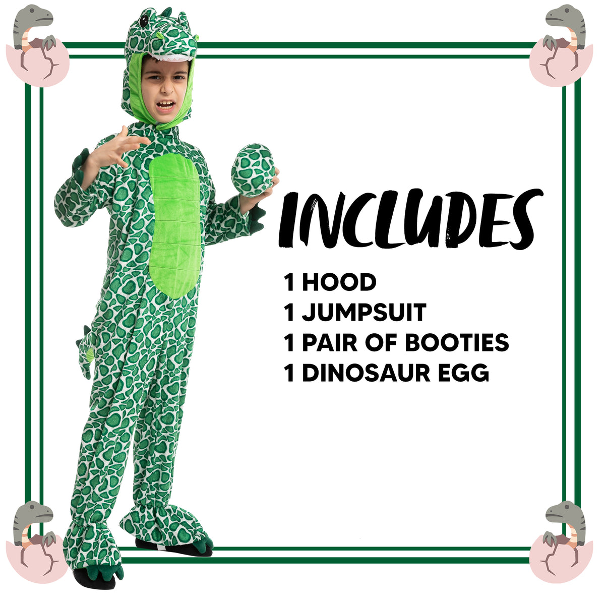 Disfraz de Dinosaurio Verde Infantil, foto 2 de 7