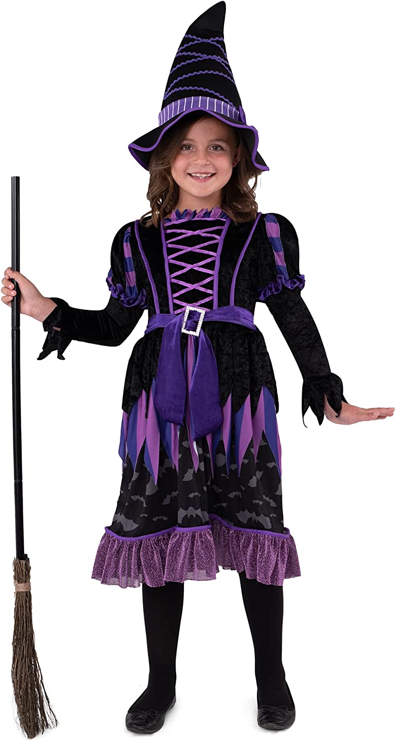 Disfraz de Bruja Morada con Falda Rasgada para Niña, foto 1 de 7