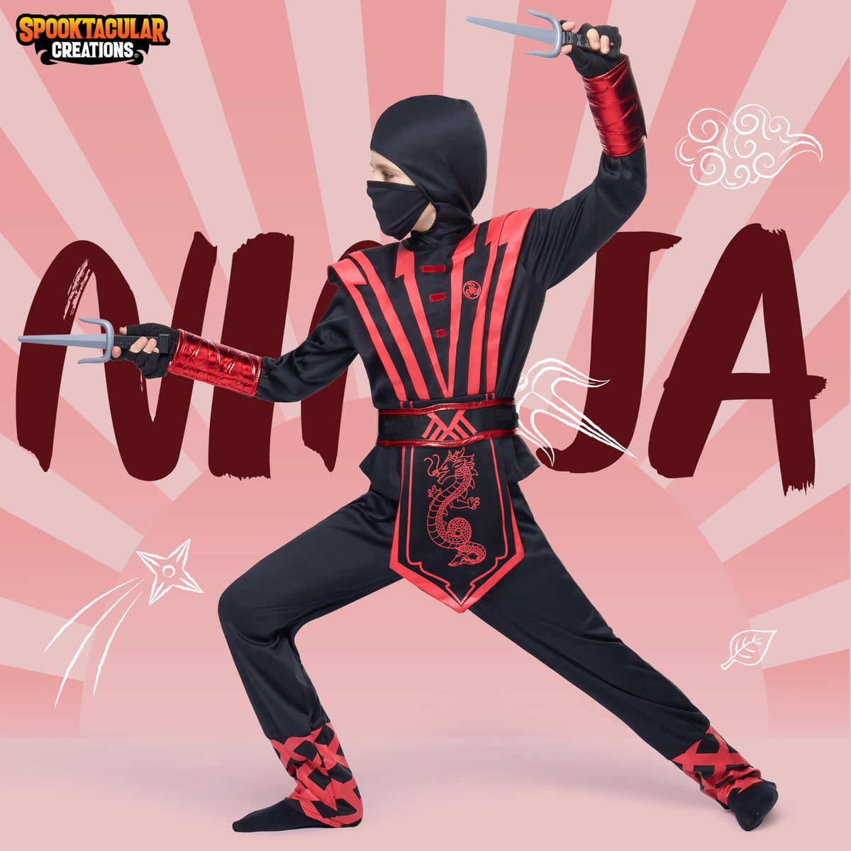 Disfraz de Ninja Rojo Cosplay Infantil, foto 2 de 7